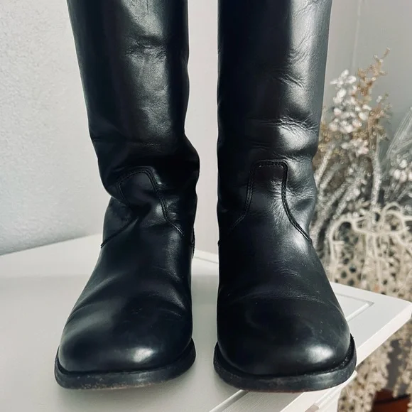 Frye Melissa Button Back Zip Black leather boots women size 6.5 - Picture 7 of 10
